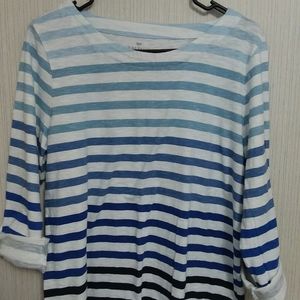 3/4 blue gradient striped top, Talbots
